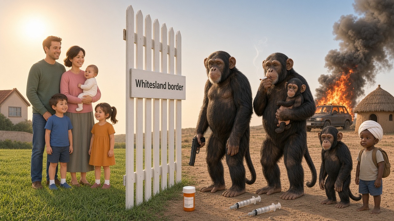 A family standing by a white picket fence